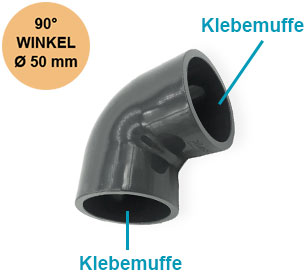 Winkel 90° I Ø 50 mm | Klebemuffen | PN16 | grau | SAFE