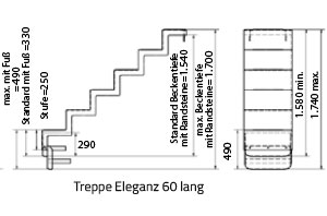 Eleganz Treppe 60 lang Skizze