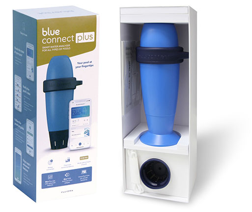 Pooltester elektrisch Blue Connect Plus Salt Blau - Verpackung