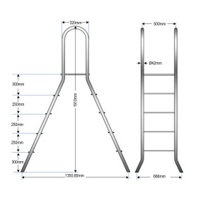 Aufstellleiter für Becken bis 120cm / 2x4 Stufen