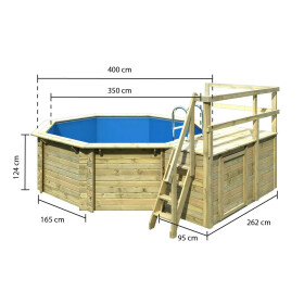 Terrasse Erweiterung rechts/links für Pool Achteck 400x400 cm / 470x470 cm