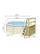 Terrasse für Pool Achteck 400x400 cm | 171x80x124 cm