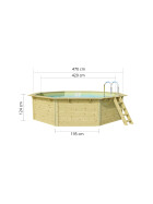 poolsale Holzpool SET Achteck | mit Metallecken | sand | 470 x 470 x 124 cm | ca. 16,3 m³ Beckenvolumen