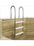 Poolleiter ENG | 3-stufig | Kunststoffstufen inkl. Flanschmontagesatz und Gegenhalterplatte