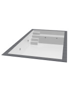 Styropor Systempool Premium Set | Rechteckpool 800 x 400 x 150 cm | Weiß | Treppe Variofit 58 links inkl. Sitzbank