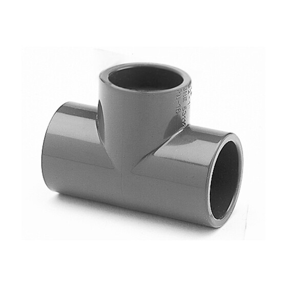 PVC T-Stück 90° | Ø 50 mm | Klebemuffe | PN16 | Grau