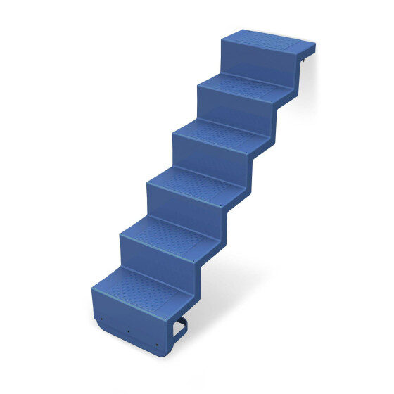 Treppe Eleganz 60 | 5-stufig | Randbefestigung lange Ausführung 600 x 1.580 mm | Azurblau