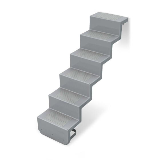 Treppe Eleganz 60 | 5-stufig | Randbefestigung lange Ausführung 600 x 1.580 mm | Silbergrau