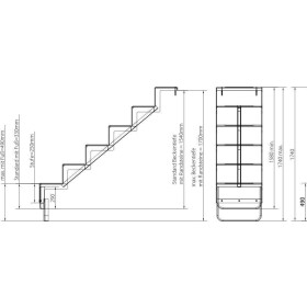 Treppe Eleganz 60 | 5-stufig | Randbefestigung lange Ausführung 600 x 1.580 mm | Silbergrau