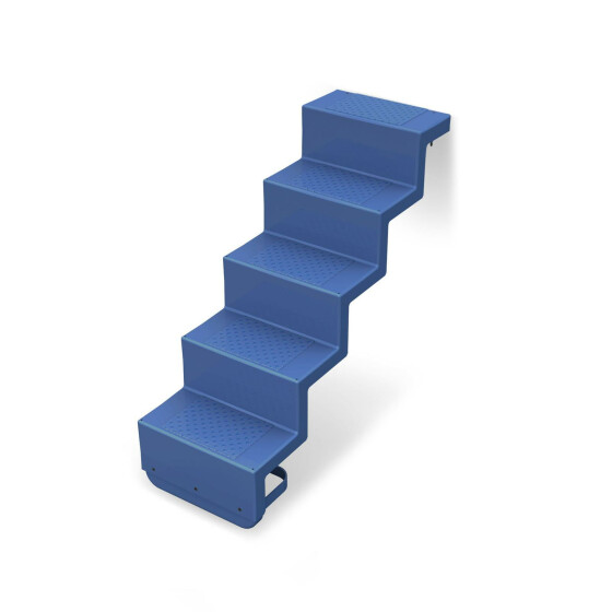 Treppe Eleganz 60 kurz 5-stufig | Wandbefestigung kurze Ausführung | Azurblau