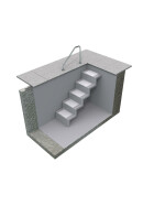 Treppe Eleganz 60 kurz 5-stufig | Wandbefestigung kurze Ausführung | Meerblau