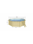 poolsale Holzpool SET 470x470x124 cm Achteck | Poolfolie 0,8 mm Sandfarben